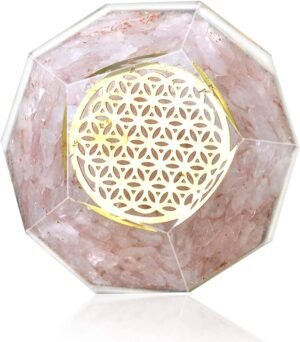 Harmony Haven Rose Radiance: A Rose Quartz Tree of Life Orgonite Dodecahedron