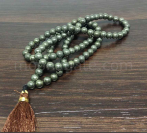 Wholesale Natural Pyrite Gemstone Beads Mala ( 108 Beads )