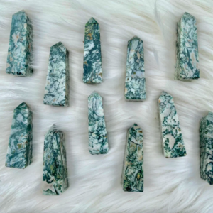 Wholesale Natural Stone Moss Agate Obelisk Tower