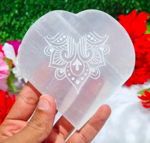 Radiant Love: Etched Selenite Heart Plate