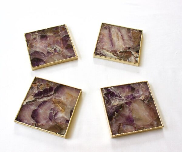 Square Amethyst Coaster for Table Decoration-Large Agate Slices For Wedding Decoration