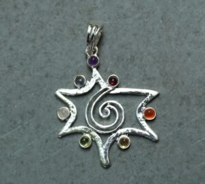 Star with chakurai Shape With Seven Chakra Pendant