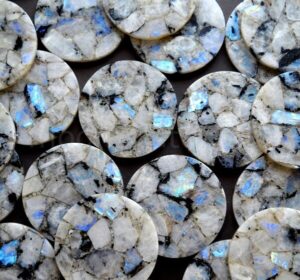 Bulk Rainbow Moonstone Round Coasters For Table Decoration
