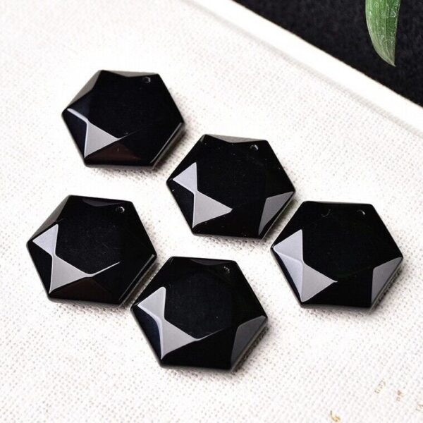 Obsidian Elegance - Wholesale Black Hexagon Gemstones