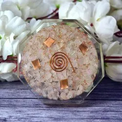 Wholesale Clear Quartz Crystal Flower of Life Orgonite Coaster