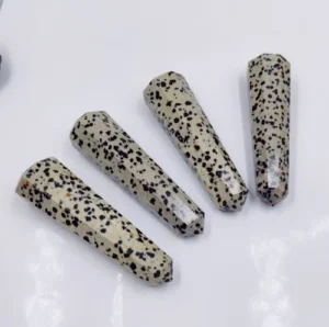 Wholesale Natural Crystal Dalmatian Jasper Faceted Massage Wands