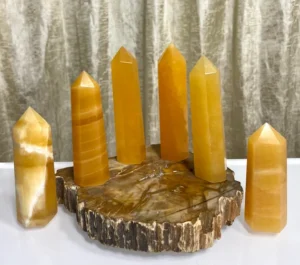 Wholesale Natural Crystal Stone Mango Calcite Obelisk Tower