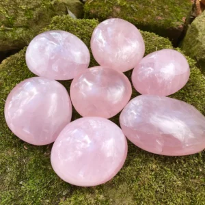Wholesale Rose Quartz Flat Palm Stone-Therapy Stone (1 Bunch of 50 Pieces)