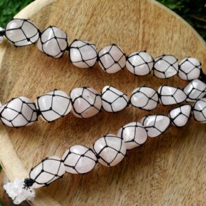 Wholesale Rose Quartz Tumble Stone Car Hanger With Chips Tassel