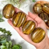 Wholesale Tiger Eye Flat Stones Palm Stones (1 Bunch of 50 Pieces)