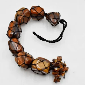 Wholesale Tiger Eye Tumble Stone Car Hanger With Chips Tassel