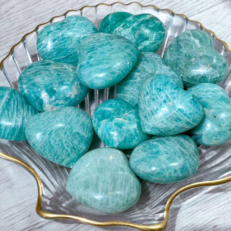Handcrafted Amazonite Large Puffy Hearts- Wholesale Gemstone Puffy Hearts
