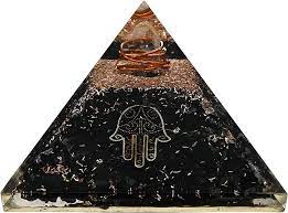 Black Tourmaline Hand of Hamsa Orgone Energy Pyramid
