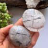 Handcrafted Tourmalinated Quartz crystal Palm Stone-Healing Gemstone Palm Stone