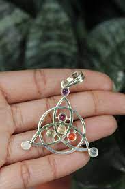 Introducing our Exquisite Harmony Triquetra Seven Chakra Yoga Metal Pendant - Elevate Your Style and Spirit!