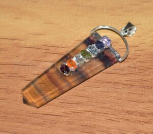 Wholesale Natural Stone Fluorite Chip Pendents With Seven Chakra Gemstone Beads-Gemstone Seven Chakra Chip Beads Pendents