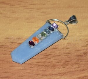 Bulk Natural Stone Angeolite Chip Pendents With Seven Chakra Gemstone Beads-Gemstone Seven Chakra Chip Beads Pendents