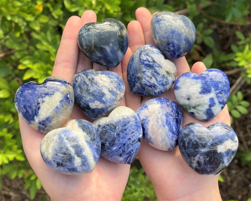 Sodalite Large Puffy Hearts-Sodalite Crystal Hearts Wholesale