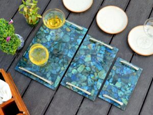 Natural Stone Labradorite Serving Platters , Serving Trays