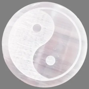 Selenite Charging Round Plate With Yin Yang Engraved
